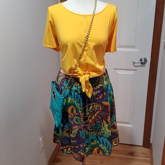 MIMI CHICA MEDIUM PAISLEY FLORAL MINI SKATER CIRCLE SKIRT BRIGHT COLORFUL DRESS - Picture 10 of 12